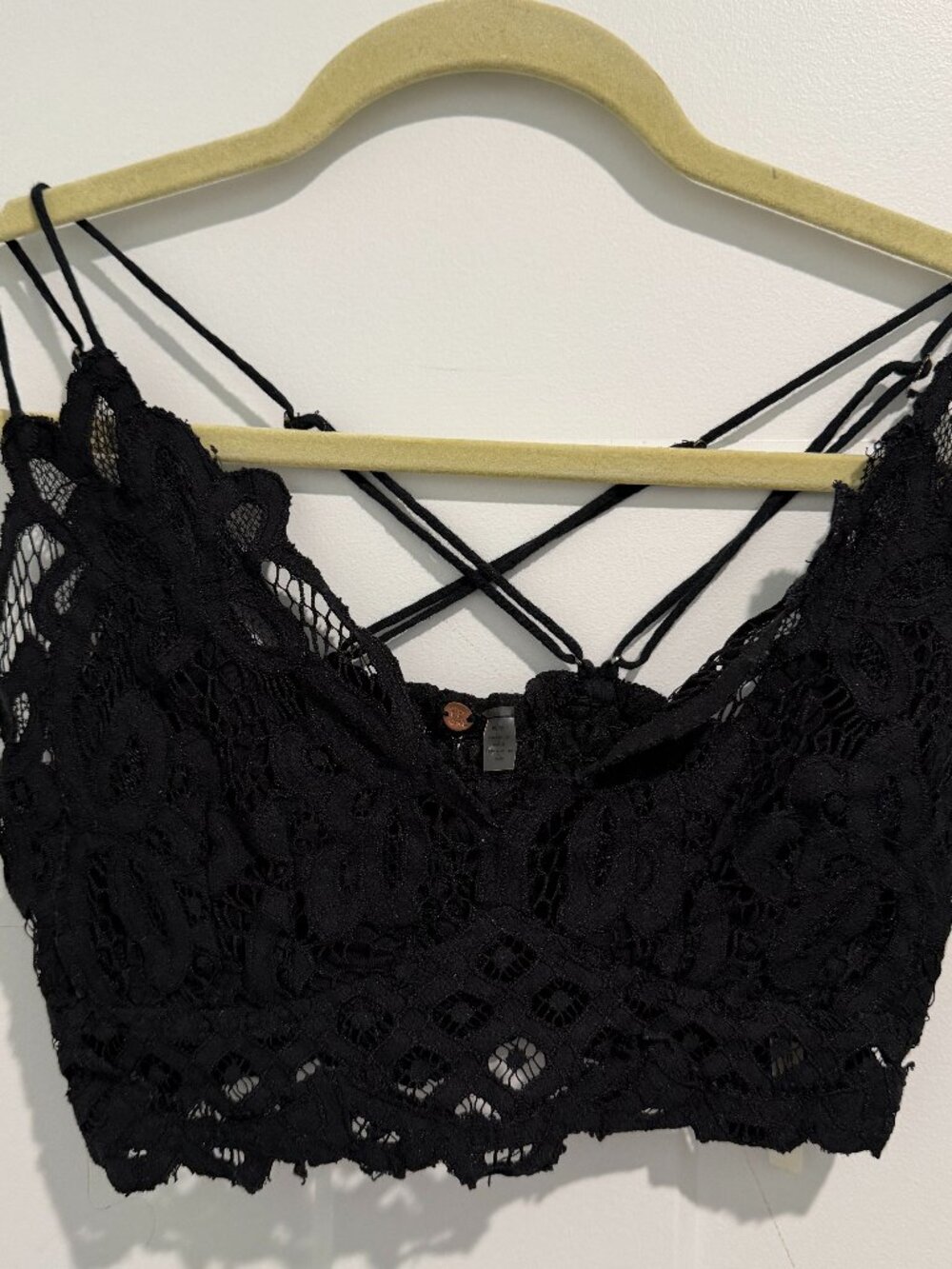 Free People One Adella Longline Bralette Bra Black Size Medium Wireless Boho